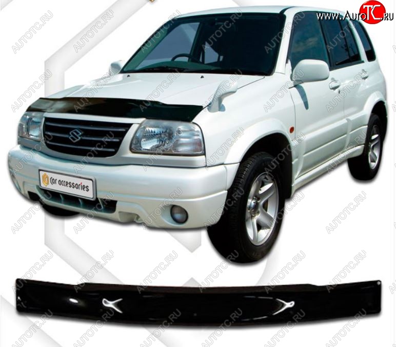 2 799 р. Дефлектор капота CA-Plastic Suzuki Escudo 2 (1997-2006) (Classic черный, Без надписи)  с доставкой в г. Керчь