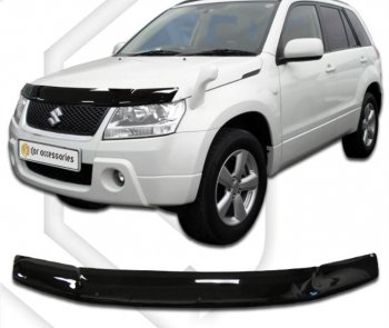 1 999 р. Дефлектор капота CA-Plastiс  Suzuki Grand Vitara  JT 3 двери (2005-2012) дорестайлинг, 1-ый рестайлинг (серия Classic черный)  с доставкой в г. Керчь. Увеличить фотографию 2