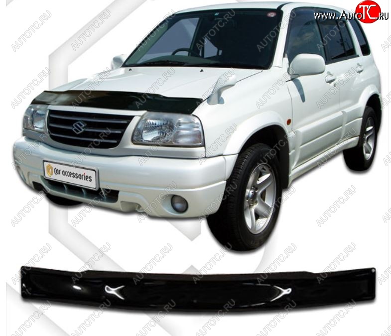 1 999 р. Дефлектор капота 	(3TD62, FTD32, FTD82, FTD83, TL52) CA-Plastiс  Suzuki Grand Vitara ( FTB03 3 двери,  3TD62, TL52 5 дверей) (1997-2005) (Classic черный, Без надписи)  с доставкой в г. Керчь