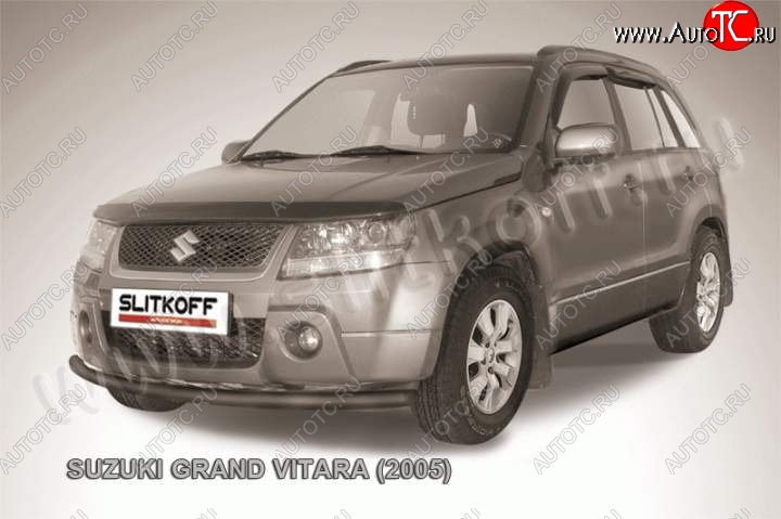 6 899 р. Защита переднего бампера Slitkoff  Suzuki Grand Vitara ( JT 5 дверей,  JT 3 двери) (2005-2008) дорестайлинг (Цвет: серебристый)  с доставкой в г. Керчь