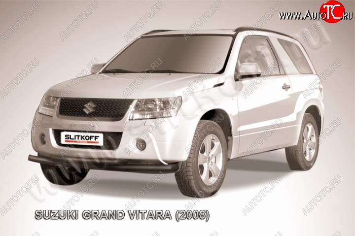 8 199 р. Защита переднего бампер Slitkoff  Suzuki Grand Vitara  JT 3 двери (2005-2008) дорестайлинг (Цвет: серебристый)  с доставкой в г. Керчь