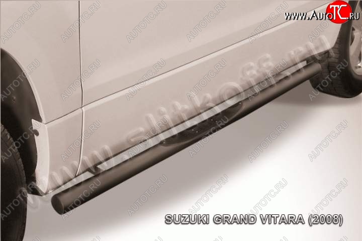 12 399 р. Защита порогов Slitkoff  Suzuki Grand Vitara  JT 3 двери (2005-2008) дорестайлинг (Цвет: серебристый)  с доставкой в г. Керчь
