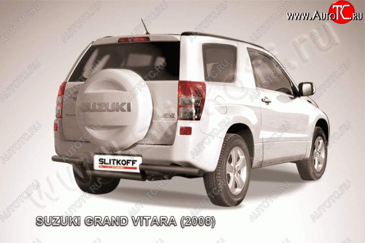 8 849 р. Защита задняя Slitkoff  Suzuki Grand Vitara  JT 3 двери (2005-2008) дорестайлинг (Цвет: серебристый)  с доставкой в г. Керчь