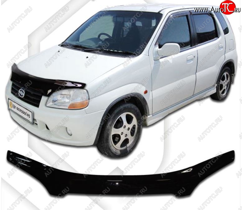 2 799 р. Дефлектор капота CA-Plastic Suzuki Swift HT51S дорестайлинг, хэтчбэк 5 дв. (2000-2003) (Classic черный, Без надписи)  с доставкой в г. Керчь