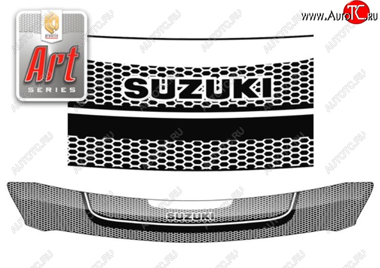 2 159 р. Дефлектор капота CA-Plastiс  Suzuki Swift  ZC72S (2010-2016) дорестайлинг, хэтчбэк 5 дв., рестайлинг, хэтчбэк 5 дв. (Серия Art серебро)  с доставкой в г. Керчь