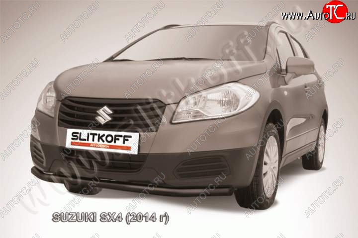 6 999 р. защита переднего бампера Slitkoff Suzuki SX4 JYB, JYA хэтчбэк дорестайлинг (2013-2016) (Цвет: серебристый)  с доставкой в г. Керчь