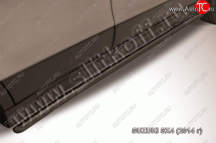 8 999 р. Защита порогов Slitkoff  Suzuki SX4  JYB, JYA (2013-2016) хэтчбэк дорестайлинг (Цвет: серебристый)  с доставкой в г. Керчь