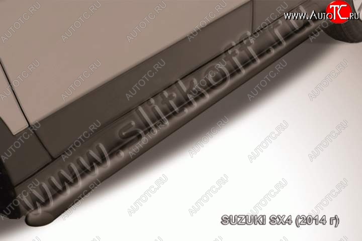 10 349 р. Защита порогов Slitkoff  Suzuki SX4  JYB, JYA (2013-2016) хэтчбэк дорестайлинг (Цвет: серебристый)  с доставкой в г. Керчь