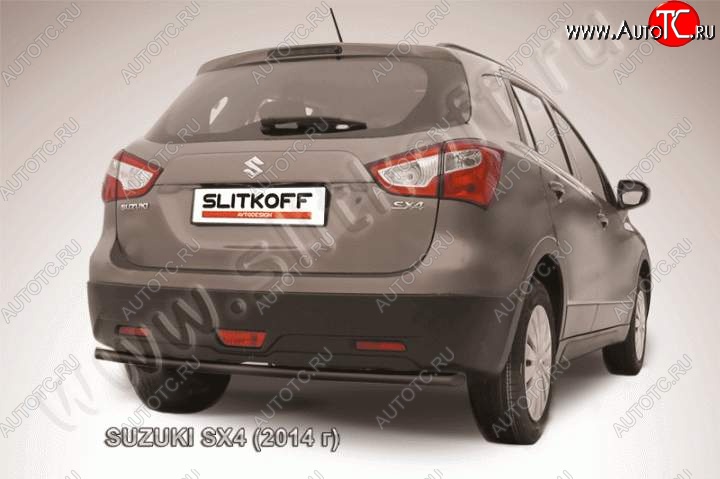 5 549 р. Защита задняя Slitkoff Suzuki SX4 JYB, JYA хэтчбэк дорестайлинг (2013-2016) (Цвет: серебристый)  с доставкой в г. Керчь