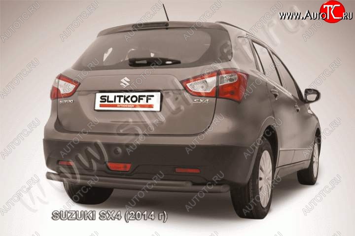7 999 р. Защита задняя Slitkoff  Suzuki SX4  JYB, JYA (2013-2016) хэтчбэк дорестайлинг (Цвет: серебристый)  с доставкой в г. Керчь