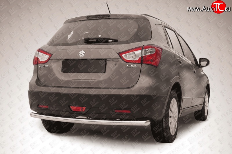 10 849 р. Одинарная защита заднего бампера из трубы диаметром 57 мм Slitkoff  Suzuki SX4  JYB, JYA (2013-2016) хэтчбэк дорестайлинг (Цвет: нержавеющая полированная сталь)  с доставкой в г. Керчь
