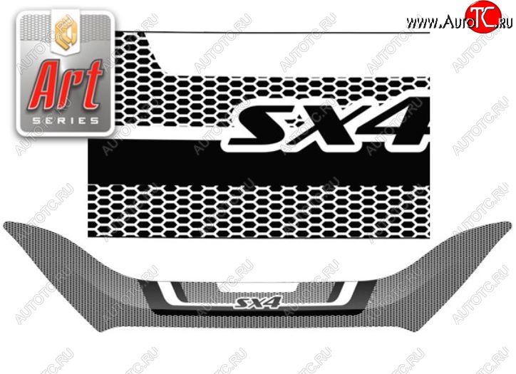 2 479 р. Дефлектор капота CA-Plastiс  Suzuki SX4  JAB, JYA (2016-2021) хэтчбэк рестайлинг (Серия Art графит)  с доставкой в г. Керчь