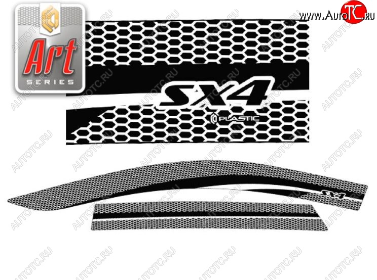 2 299 р. Дефлектора окон CA-Plastic  Suzuki SX4  JAB, JYA (2016-2021) хэтчбэк рестайлинг (Серия Art графит, Без хром.молдинга)  с доставкой в г. Керчь