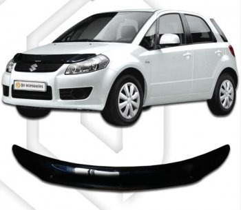 Дефлектор капота (левый руль) CA-Plastic Suzuki SX4 YA21S,YB21S дорестайлинг, хэтчбэк (2006-2011)