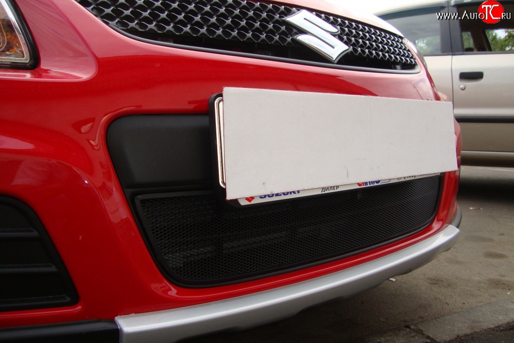 1 469 р. Сетка на бампер хетчбек (рестайлинг) Russtal (черная) Suzuki SX4 GYA,GYB  рестайлинг, хэтчбэк (2010-2016)  с доставкой в г. Керчь