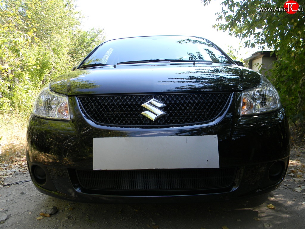 1 469 р. Сетка на бампер Russtal (черная) Suzuki SX4 GYA,GYB  рестайлинг, хэтчбэк (2010-2016)  с доставкой в г. Керчь