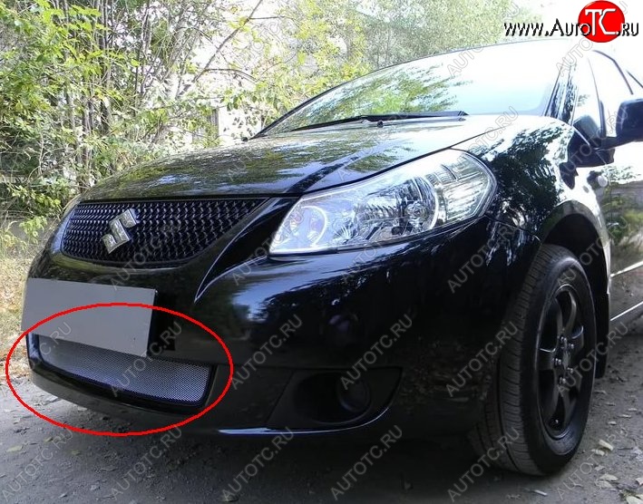 1 539 р. Защитная решётка в воздуховод автомобиля (седан) Russtal (хром) Suzuki SX4 GYA,GYB  рестайлинг, хэтчбэк (2010-2016)  с доставкой в г. Керчь