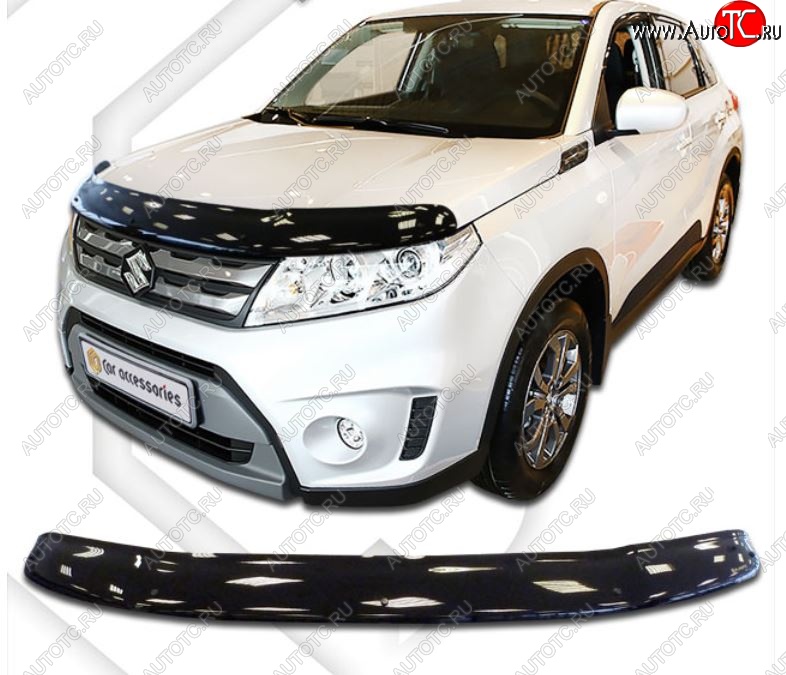 2 159 р. Дефлектор капота CA-Plastiс Suzuki Vitara LY дорестайлинг (2015-2019) (Classic черный, Без надписи) с доставкой в г. Керчь Увеличить фотографию 1 2 159 р. Дефлектор капота CA-Plastiс Suzuki Vitara LY дорестайлинг (2015-2019) (Classic черный, Без надписи) с доставкой в г. Керчь