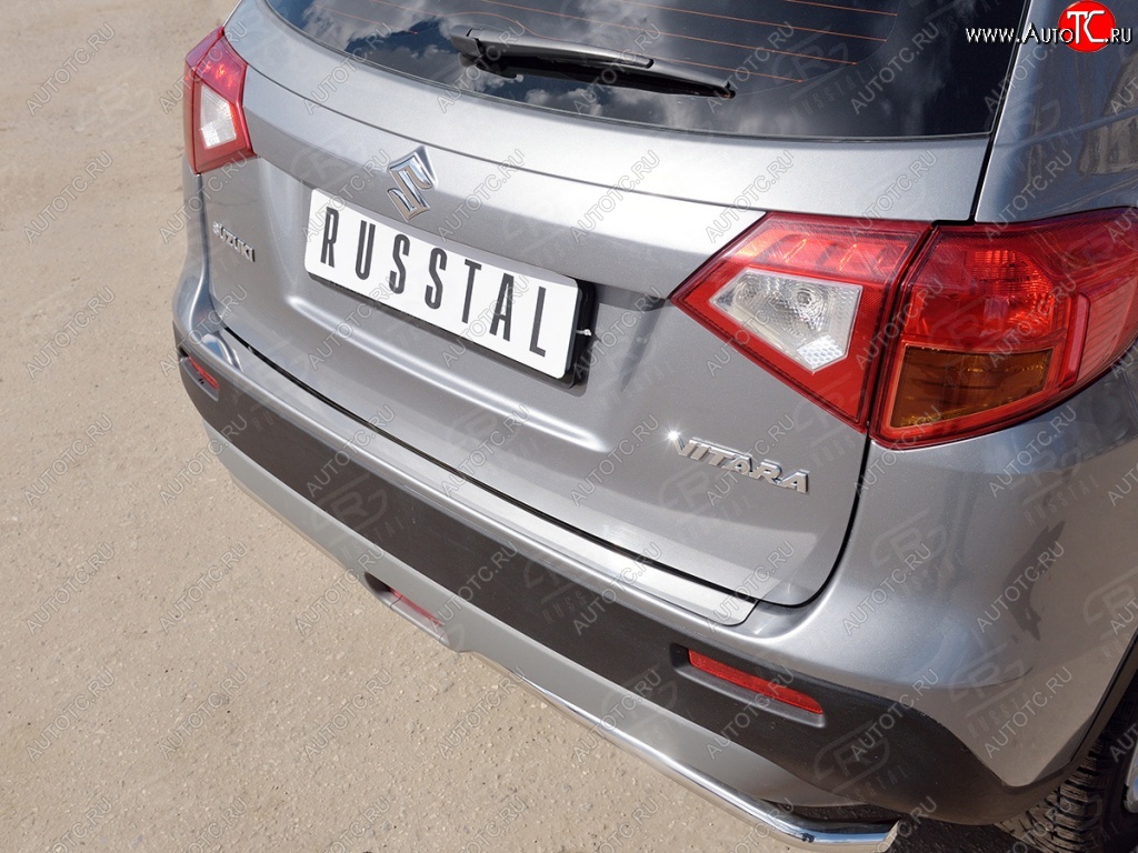 1 659 р. Накладка защитная на задний бампер Russtal (лист нерж зеркальный) Suzuki Vitara LY дорестайлинг (2015-2019)  с доставкой в г. Керчь