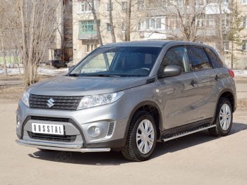 16 949 р. Защита переднего бампера (2 трубыØ42 мм, нержавейка) SLITKOFF Suzuki Vitara LY дорестайлинг (2015-2019)  с доставкой в г. Керчь. Увеличить фотографию 3