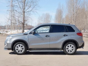 24 649 р. Широкая защита порогов с трубой диаметром 42 мм SLITKOFF v1 Suzuki Vitara LY дорестайлинг (2015-2019)  с доставкой в г. Керчь. Увеличить фотографию 2