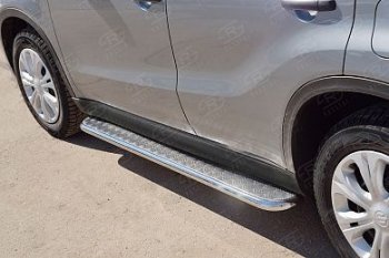 24 649 р. Широкая защита порогов с трубой диаметром 42 мм SLITKOFF v1 Suzuki Vitara LY дорестайлинг (2015-2019)  с доставкой в г. Керчь. Увеличить фотографию 3
