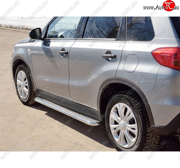 24 649 р. Широкая защита порогов с трубой диаметром 42 мм SLITKOFF v1 Suzuki Vitara LY дорестайлинг (2015-2019)  с доставкой в г. Керчь