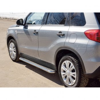 22 999 р. Широкая защита порогов с трубой диаметром 42 мм SLITKOFF v2  Suzuki Vitara  LY (2015-2025) дорестайлинг, рестайлинг  с доставкой в г. Керчь. Увеличить фотографию 2