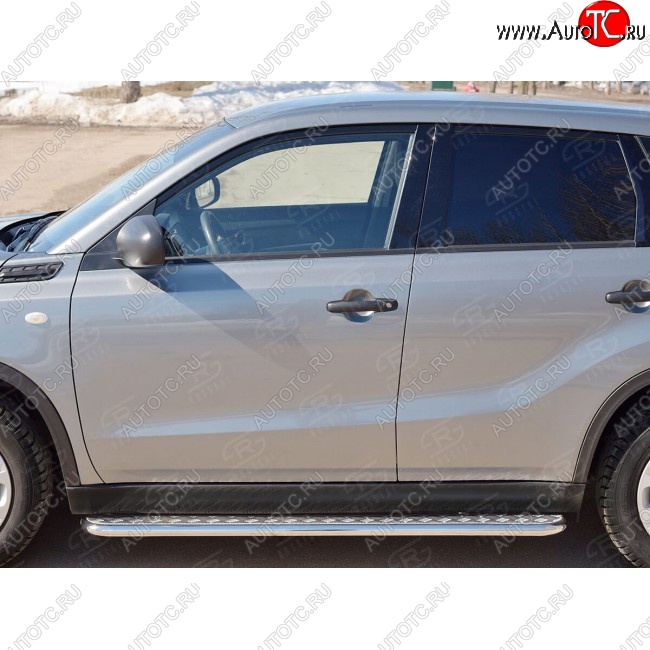 22 999 р. Широкая защита порогов с трубой диаметром 42 мм SLITKOFF v2  Suzuki Vitara  LY (2015-2025) дорестайлинг, рестайлинг  с доставкой в г. Керчь