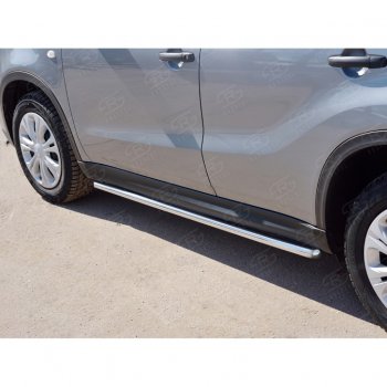 17 299 р. Защита порогов SLITKOFF из круглой трубы диаметром 42 мм v3  Suzuki Vitara  LY (2015-2025) дорестайлинг, рестайлинг  с доставкой в г. Керчь. Увеличить фотографию 2