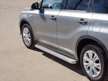 35 549 р. Широкая защита порогов с трубой диаметром 42 мм SLITKOFF v3 Suzuki Vitara LY дорестайлинг (2015-2019)  с доставкой в г. Керчь. Увеличить фотографию 3