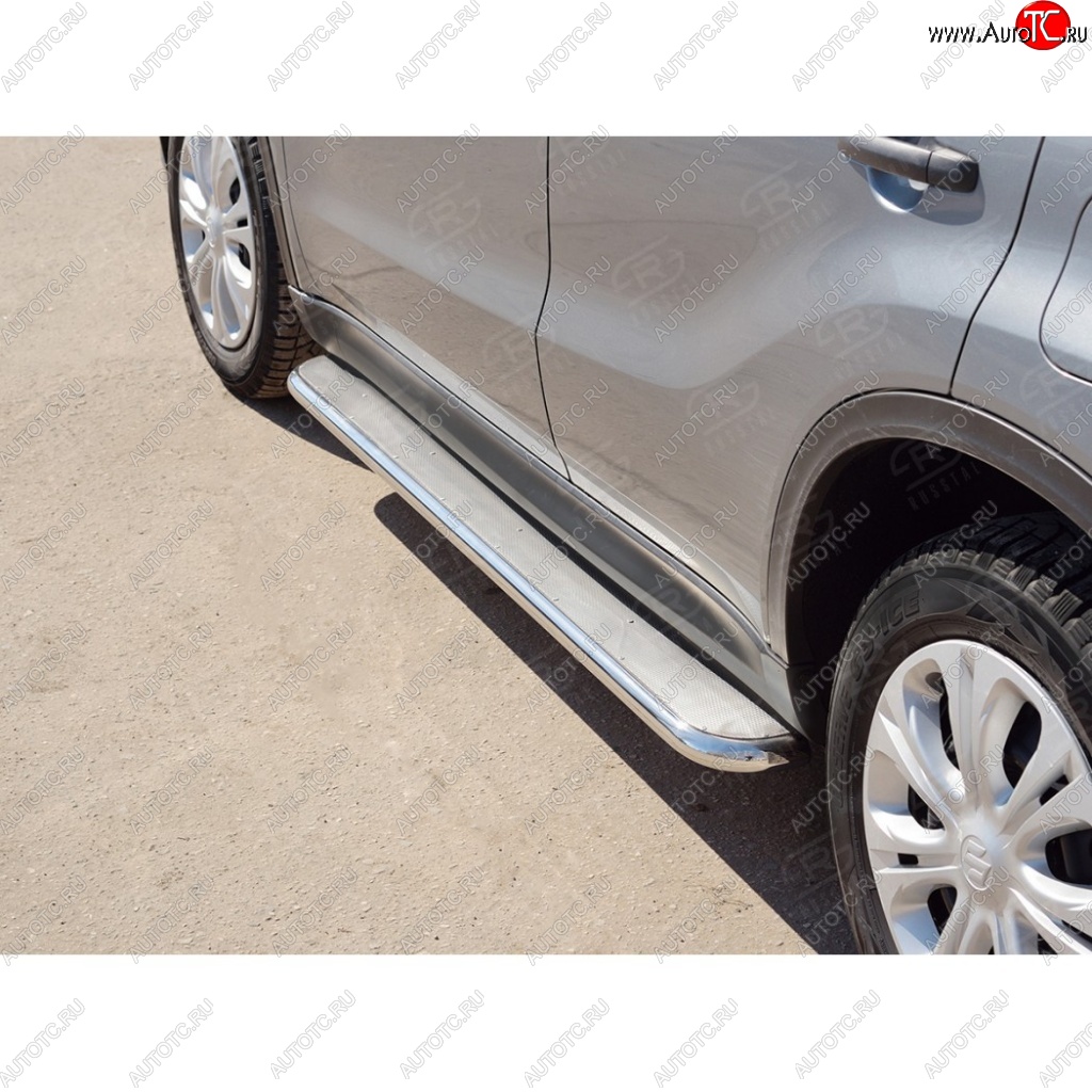 35 549 р. Широкая защита порогов с трубой диаметром 42 мм SLITKOFF v3 Suzuki Vitara LY дорестайлинг (2015-2019)  с доставкой в г. Керчь