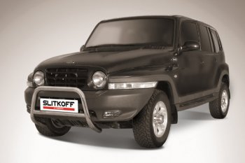 Защита переднего бампера Slitkoff (низкая, d57 мм) ТАГАЗ Tager  5d (2008-2012)