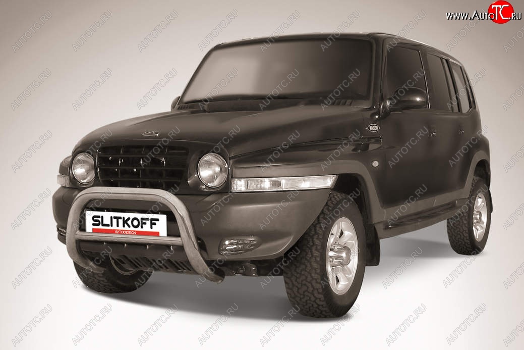 31 849 р. Защита переднего бампера Slitkoff (низкая, d76 мм)  ТАГАЗ Tager  5d (2008-2012) (Нержавейка, Полированная)  с доставкой в г. Керчь