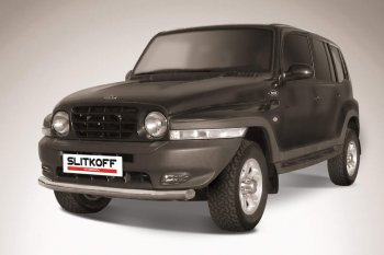 Защита переднего бампера Slitkoff (d76 мм) ТАГАЗ Tager  5d (2008-2012)