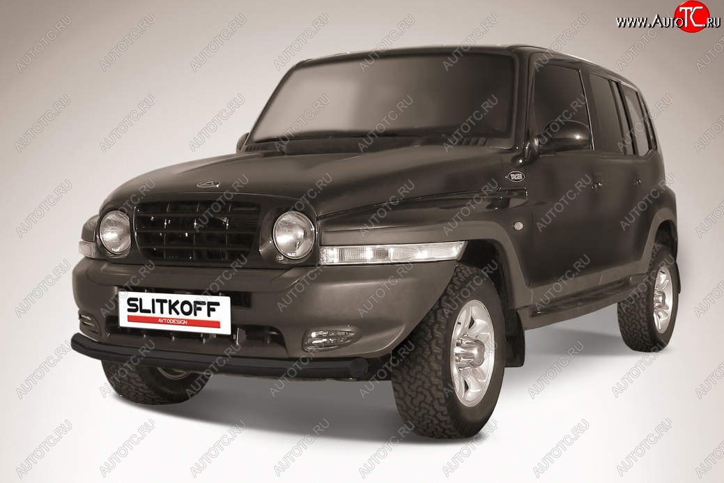 8 849 р. Защита переднего бампера Slitkoff (d76 мм) ТАГАЗ Tager 5d (2008-2012) (Сталь с полимерным покрытием. Цвет: чёрный)  с доставкой в г. Керчь