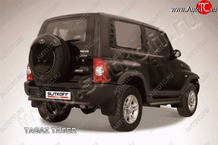 6 399 р. Защита задняя Slitkoff  ТАГАЗ Tager  3d (2008-2012) (Цвет: серебристый)  с доставкой в г. Керчь