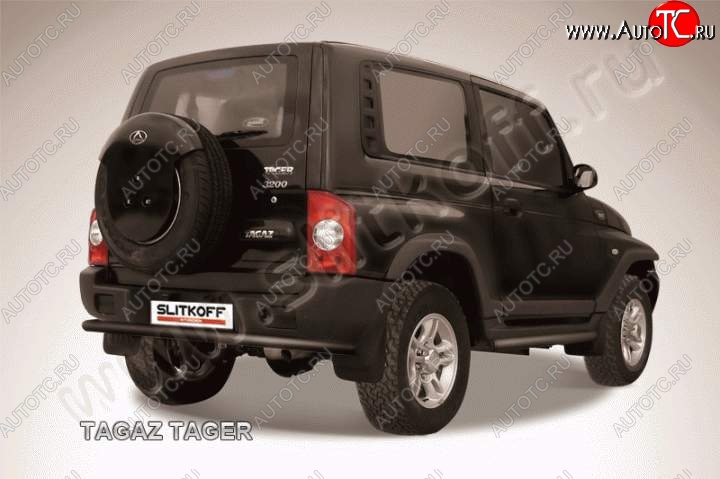 6 899 р. Защита задняя Slitkoff  ТАГАЗ Tager  3d (2008-2012) (Цвет: серебристый)  с доставкой в г. Керчь
