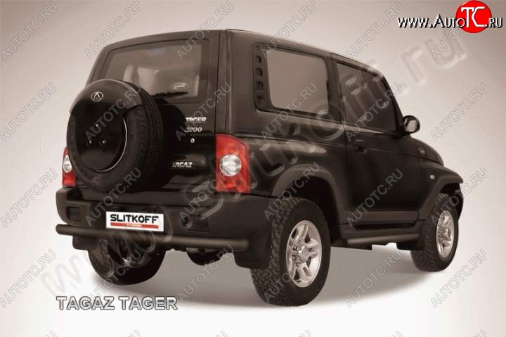 8 849 р. Защита задняя Slitkoff  ТАГАЗ Tager  3d (2008-2012) (Цвет: серебристый)  с доставкой в г. Керчь