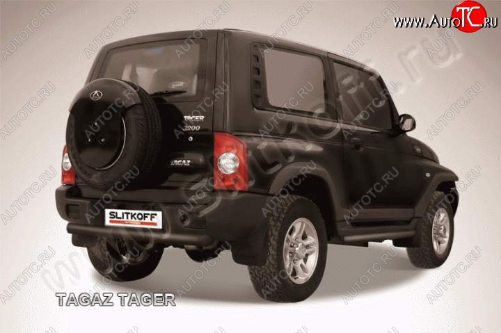7 899 р. Защита задняя Slitkoff  ТАГАЗ Tager  3d (2008-2012) (Цвет: серебристый)  с доставкой в г. Керчь