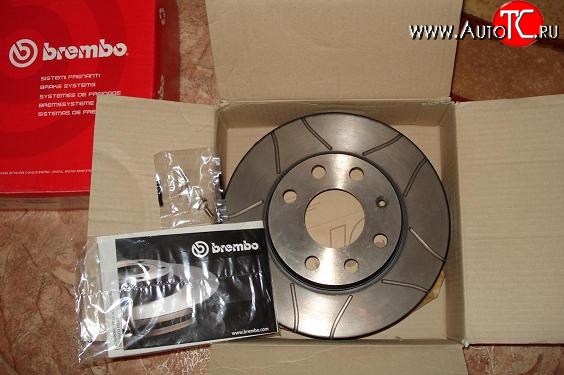 6 199 р. Передний тормозной диск Brembo Max 14 с вентиляцией и проточками Лада Калина 1119 хэтчбек (2004-2013)  с доставкой в г. Керчь