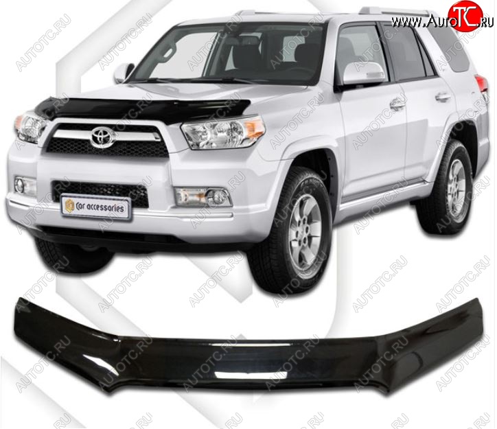 2 199 р. Дефлектор капота CA-Plastic Toyota 4Runner N280 дорестайлинг (2009-2013) (Classic черный, Без надписи)  с доставкой в г. Керчь