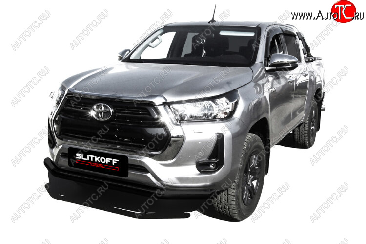 13 449 р. Защита переднего бампера Slitkoff (Ø 76 мм). Toyota Hilux AN120 1-ый рестайлинг (2017-2020) (Сталь с полимерным покрытием. Цвет: черный)  с доставкой в г. Керчь