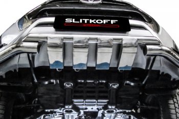 24 649 р. Защита переднего бампера Slitkoff (Ø 76+Ø 57, двойная с профильной ЗК). Toyota Hilux AN120 1-ый рестайлинг (2017-2020)  с доставкой в г. Керчь. Увеличить фотографию 4