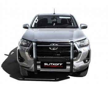 15 999 р. Кронштейн для противотуманных фар Slitkoff (BRUTAL) Toyota Hilux AN120 1-ый рестайлинг (2017-2020) (Сталь с полимерным покрытием. Цвет: черный)  с доставкой в г. Керчь. Увеличить фотографию 2
