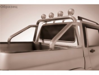 Защитная дуга багажника на Slitkoff (Ø 76 мм, с креплениями под ПТФ) Toyota Hilux  AN120 (2017-2020) 1-ый рестайлинг (Нержавеющая сталь)