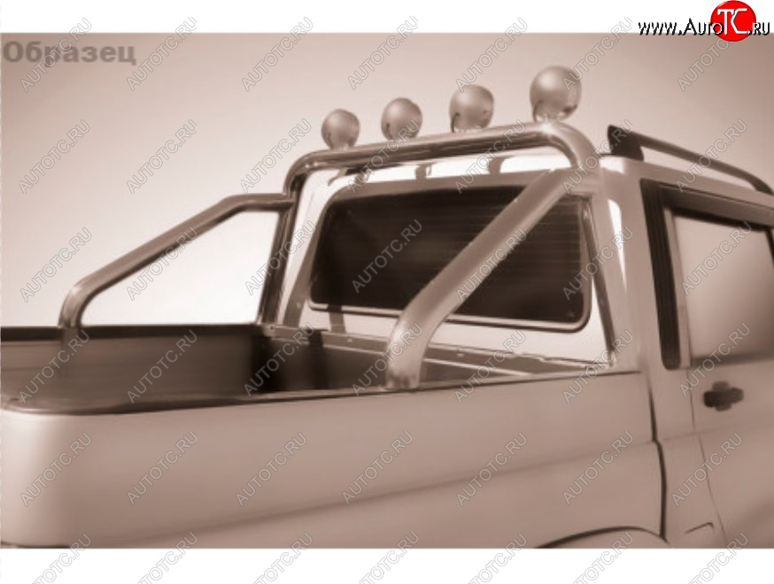 22 999 р. Защитная дуга багажника на Slitkoff (Ø 76 мм, с креплениями под ПТФ)  Toyota Hilux  AN120 (2017-2020) 1-ый рестайлинг (Нержавеющая сталь)  с доставкой в г. Керчь