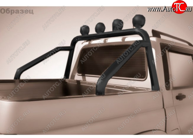 16 249 р. Защитная дуга багажника на Slitkoff (Ø 76 мм, с креплениями под ПТФ)  Toyota Hilux  AN120 (2017-2020) 1-ый рестайлинг (Сталь с полимерным покрытием. Цвет: черный)  с доставкой в г. Керчь
