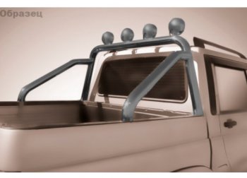 Защитная дуга багажника на Slitkoff (Ø 76 мм, с креплениями под ПТФ). Toyota Hilux  AN120 (2017-2020) 1-ый рестайлинг (Сталь с полимерным покрытием. Цвет: серебристый)