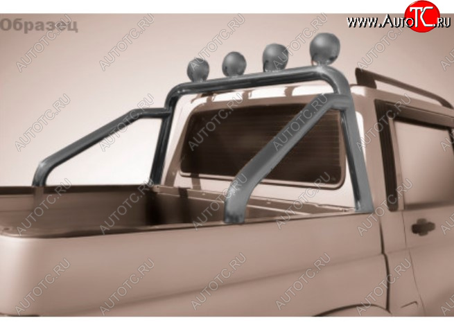 16 249 р. Защитная дуга багажника на Slitkoff (Ø 76 мм, с креплениями под ПТФ).  Toyota Hilux  AN120 (2017-2020) 1-ый рестайлинг (Сталь с полимерным покрытием. Цвет: серебристый)  с доставкой в г. Керчь
